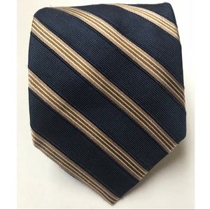 Nautica Navy Blue Gold Tie 100% SILK Made In USA